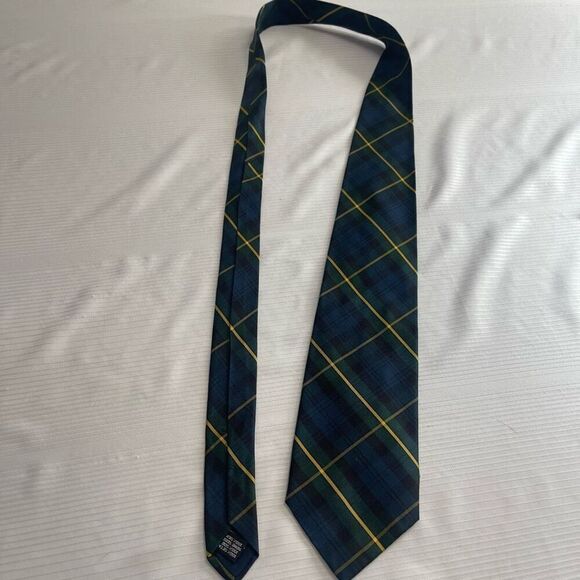 Abercrombie & Fitch Vintage Green Blue Plaid Necktie Tie - Picture 3 of 6